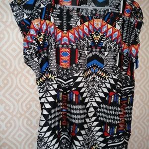 Geometric Cap Sleeve Blouse